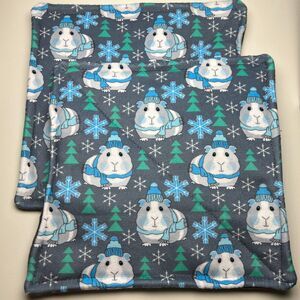 Guinea Pig P Piddle Pads Reusable  Fleece 12” Pair Lot 2 New Snowflakes Popular